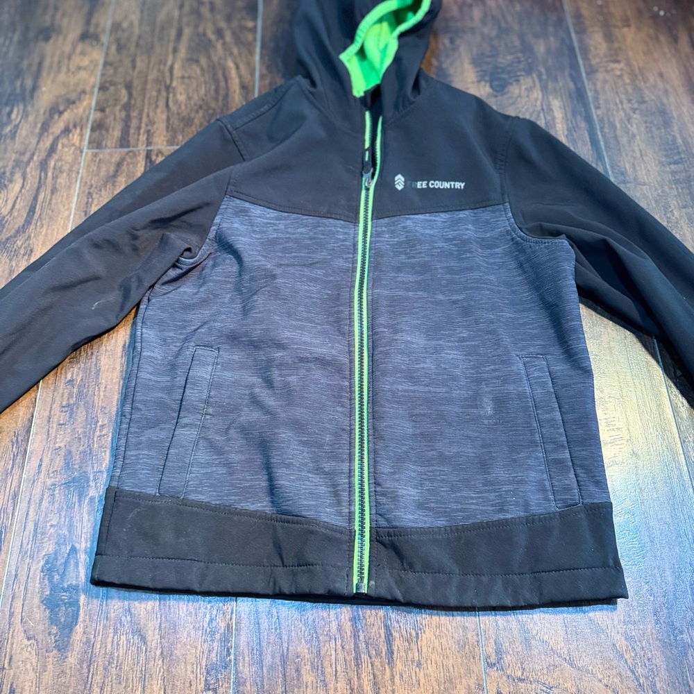 Free Country Black and Gray Sweatshirt with Neon Accents